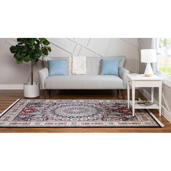 Astoria Grand Jackson Oriental Ivory/Navy Blue Area Rug & Reviews Wayfair